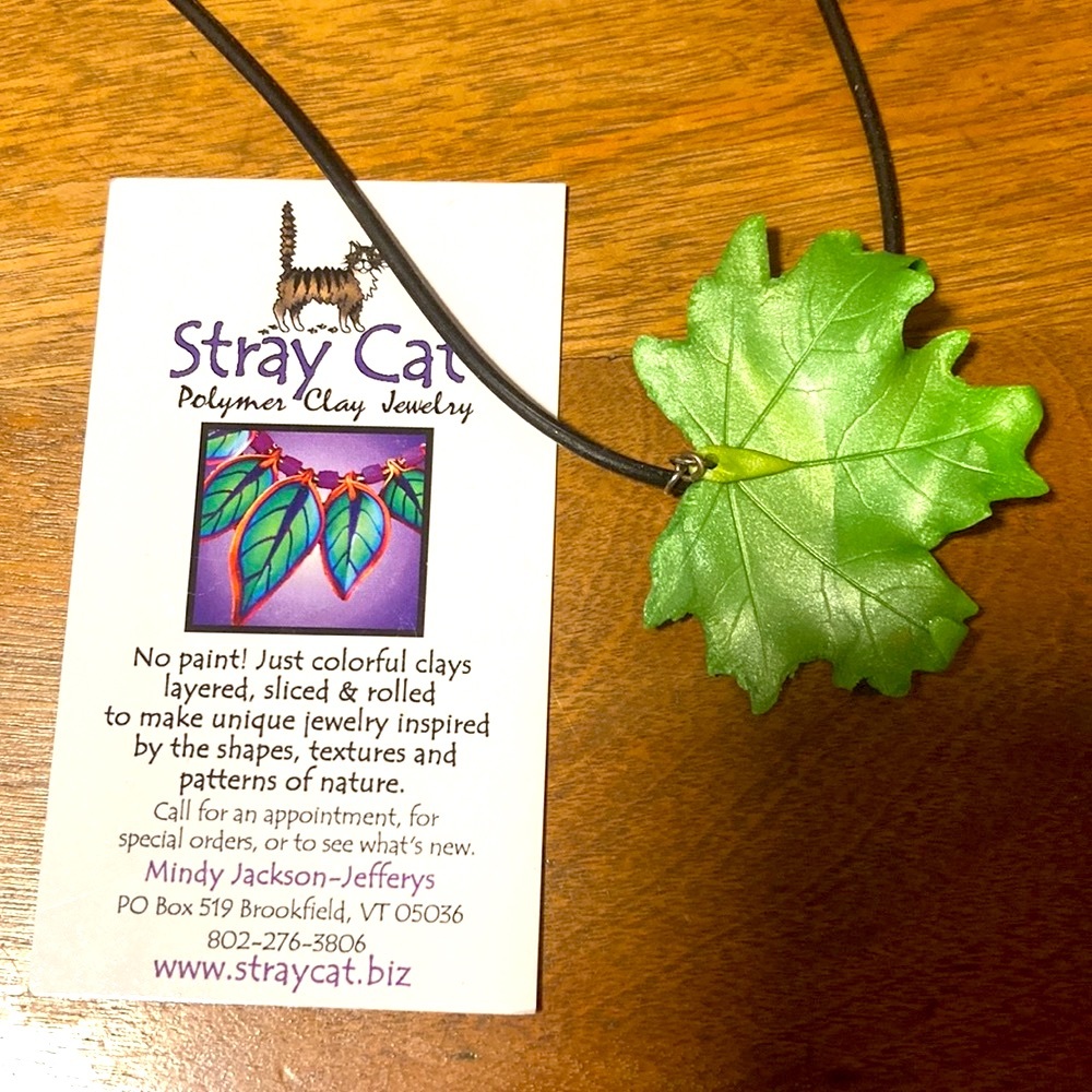 FUN!! Handmade Polymer Clay Leaf Necklace